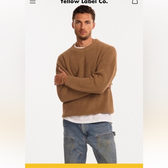Yellow Label Co chunky knit crew in Tan - Picture 7 of 8